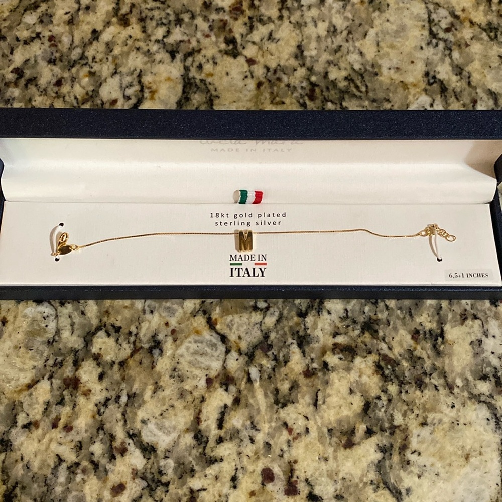 Lucia Mara 18kt Gold Plated “M” charm Bracelet